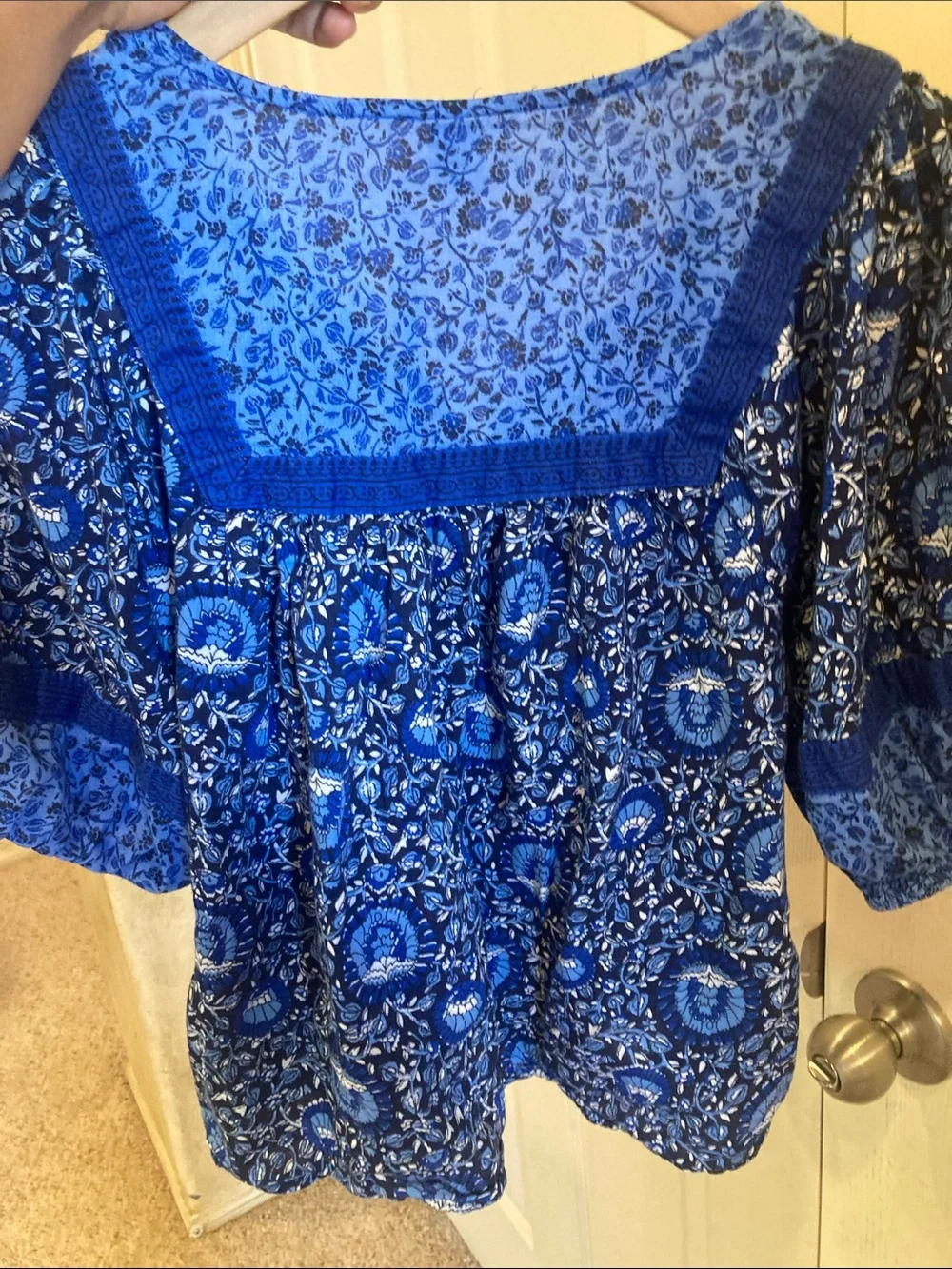 Old Navy Blue Floral Boho Peasant Top